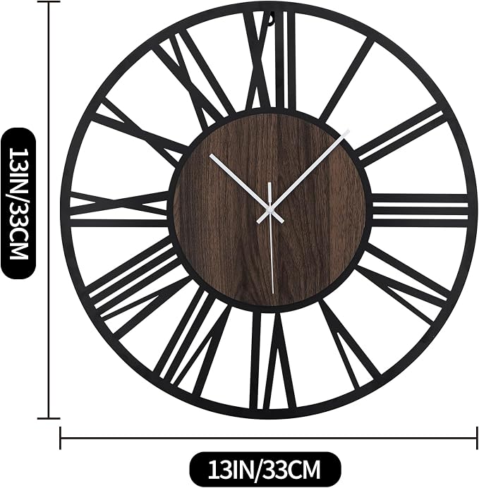 LEIKE Large Wall Clocks, Non Ticking, Battery Operated Small Vintage Round - Image 3