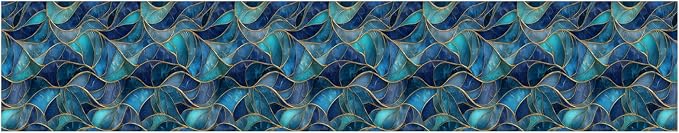 Blue Geometric Mosaic Wallpaper Border 196x4 Inch Peel and Stick Wall Border - Image 8