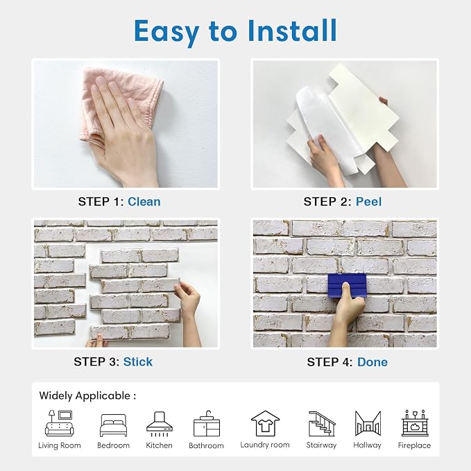 COMSTICKC 3D Faux Brick Wall Panels Peel and Stick, Small Size Self Adhesive - Image 6