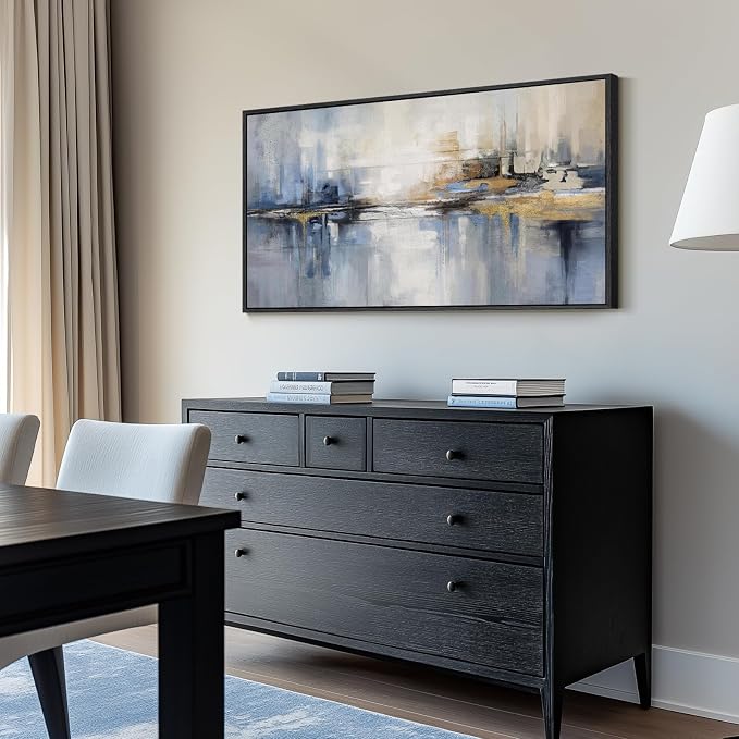 Framed Extra Large Blue Abstract Wall Art - Image 8