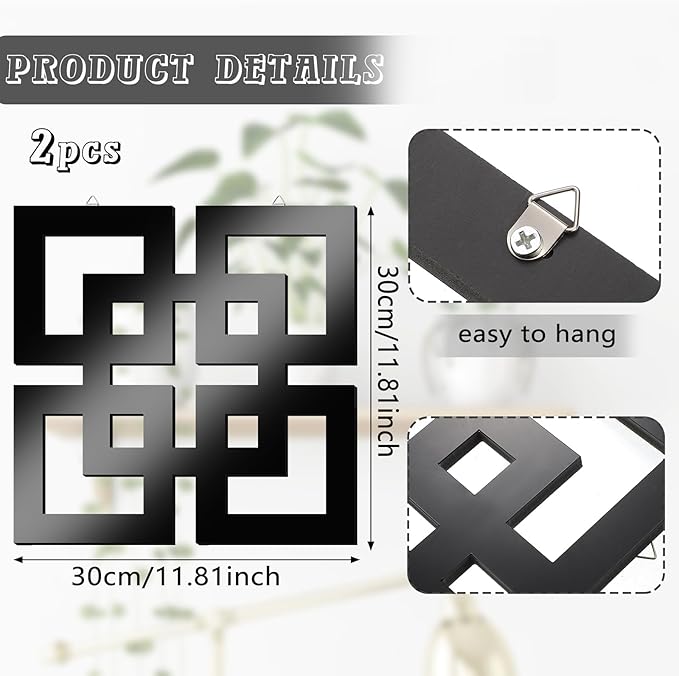 Weysat Wall Mount Home Mirror, 2 Pieces Silver Square Decorative Mirror - Image 3