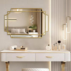 HQiJun 30x20 Inch Gold Bathroom Mirror, Wooden Frame - Image 4