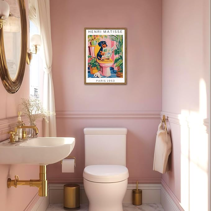 Funny Dachshund Bathroom Wall Art Henri Matisse Dog Bathroom Wall Decor Picture - Image 4