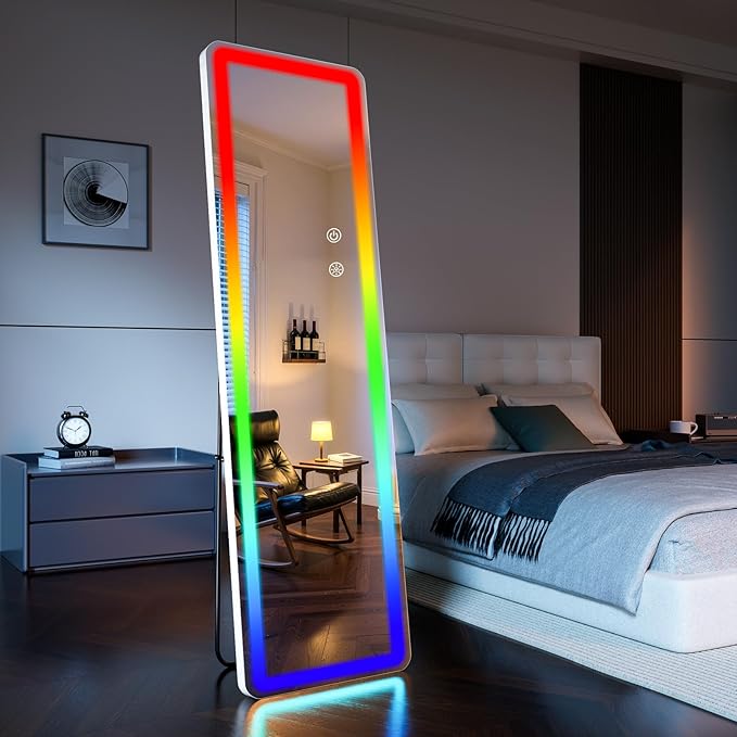 Koonmi Full Length Mirror with LED Lights, RGB Color Changing Lights, 7 Dynamic by KOONMI