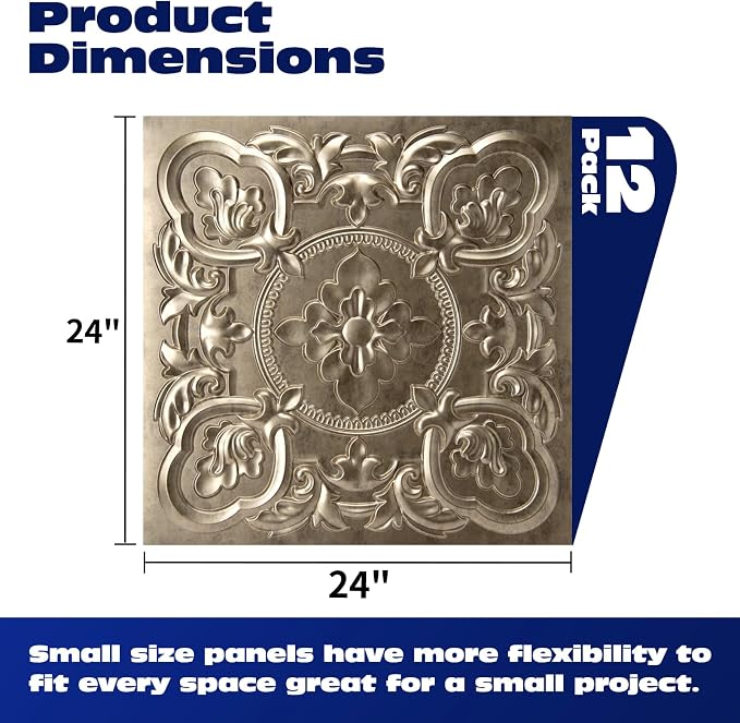 Art3dwallpanels 12 Pack Drop Ceiling Tiles, 24 x 24 Inch High Grade PVC 3D Wall - Image 2