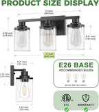 DORESshop 17 Inch Bathroom Light Fixtures, 3-Light Black Bathroom Lighting - Image 4