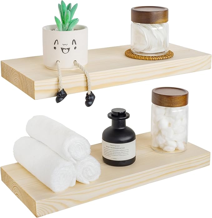 BGMG Wood Floating Shelves for wall 18 inch, Rustic Wooden Wall Mount Shelves by BGMG