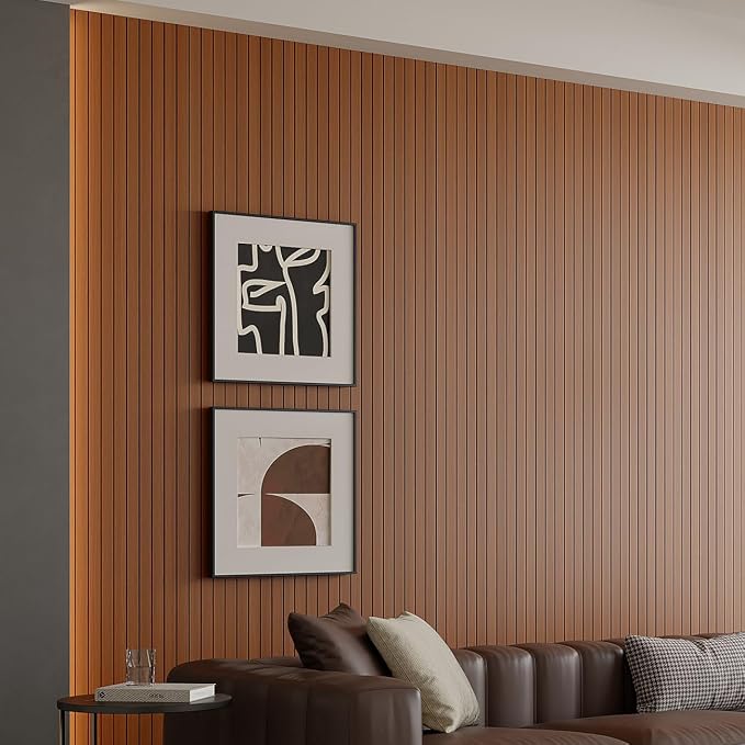 Yutianli PVC Slat Wall Panel Peel and Stick 118"x 15.7" Faux Wood Slat Panel - Image 2