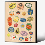 Black Framed Canvas Wall Art Posters Trendy Kitchen Vintage Fruit Market by PDFI