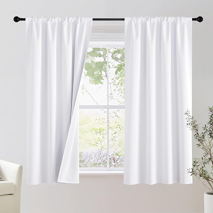 NICETOWN Bedroom 100% Blackout Curtains, 2 Panels, 42 by 63, Snow White by NICETOWN