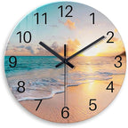 Round Blue Glass Office Wall Clock Decorative 24 Inch Beach Extra Large Wall by Constantplanet%E6%97%97%E8%88%B0%E5%BA%97