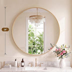 NEWBULIG 28-Inch Round Wall Mirror, Bathroom Wall Circle Mirror - Image 2