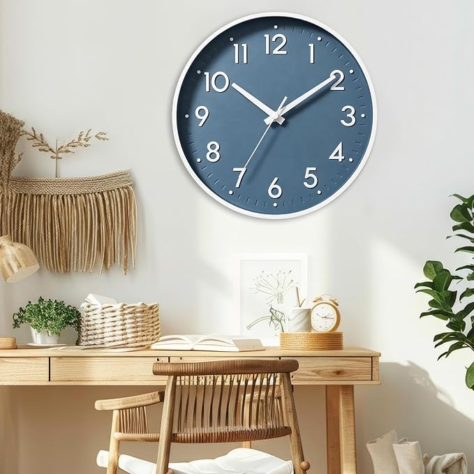 Mosewa Wall Clock 10 Inch, Battery Operated Silent Non-Ticking Modern Analog - Image 4