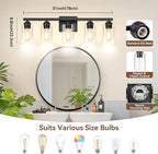 5-Light Matte Black Bathroom Light Fixtures, Bathroom Vanity Lights Over Mirror - Image 8