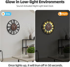 20'' Silent Wall Clock with Night Light, Glow in The Dark Decorative Wall Clock - Image 2