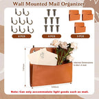 3 Pcs PU Leather Mail Holder Wall Mount Brown PU Leather Letter Holder Vintage - Image 2