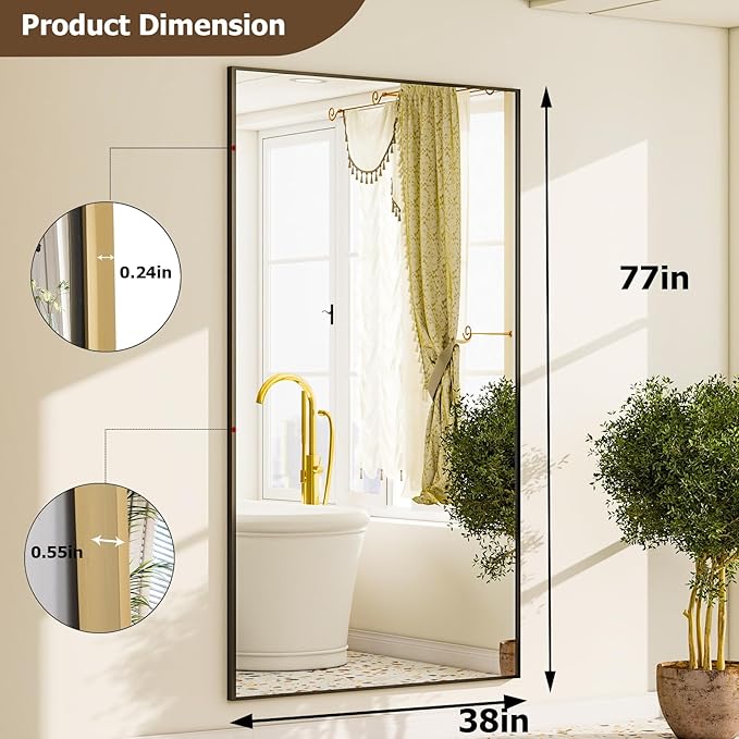 GLSLAND 77" x 38" Rectangular Full Length Mirror - Image 4