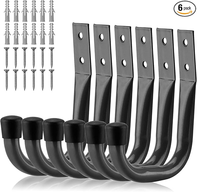 HORUSDY 6-Pack Heavy Duty Metal Wall Hooks, Large Garage Storage & Organization by HORUSDY