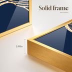 Framed Modern Luxury Wall Art for Living Room, Large Navy Blue and Gold Ginkgo - Image 6