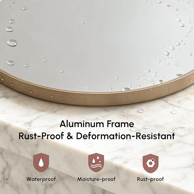USHOWER Gold Bathroom Mirrors for Over Sink, 30 Inch Circle Mirror - Image 5