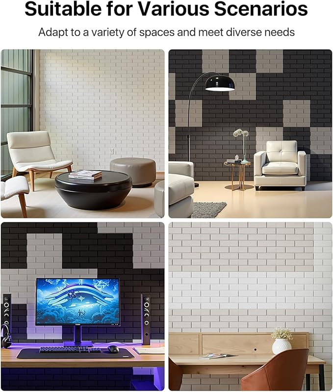 Soundproof Wall Panels Self-adhesive, Acoustic Panels 18 Pack Brick Wall Panels - Image 5
