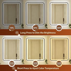 32x40 Inch Black Framed LED Bathroom Mirror - Image 3