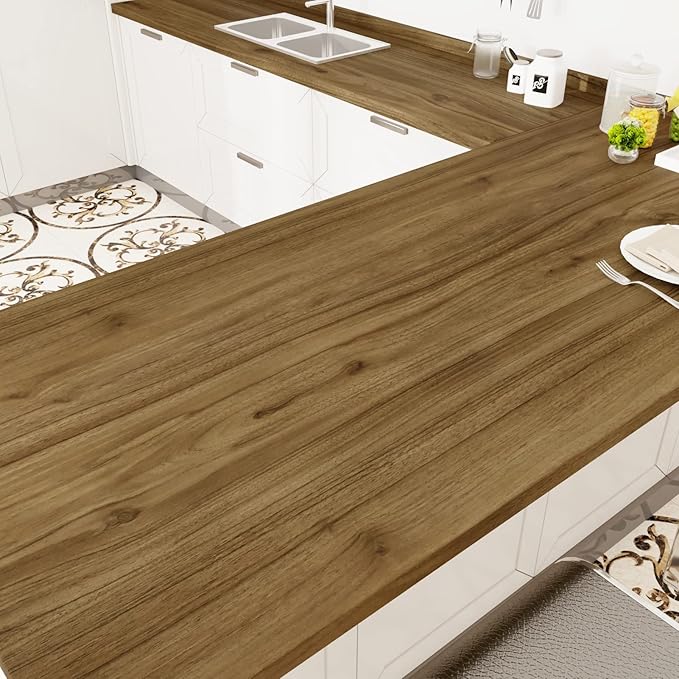 WESTICK Peel and Stick Countertops Waterproof Brown Wood Contact Paper by WESTICK