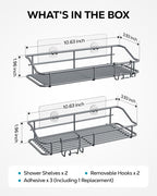 Nieifi Shower Caddy Shelf with Hooks Storage Rack Organizer Adhesive Stainless - Image 7