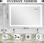 ROLOVE 32x 22 Inch Large Lighted Vanity Mirror - Image 2