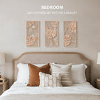 VIYYIEA Boho Solid Wood Carved Wall Art Set of 3, Geometric Minimalist Wooden - Image 8