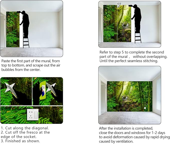 Green Forest Tropical Rainforest wallpeper Living Room Bedroom Nature Jungle - Image 6