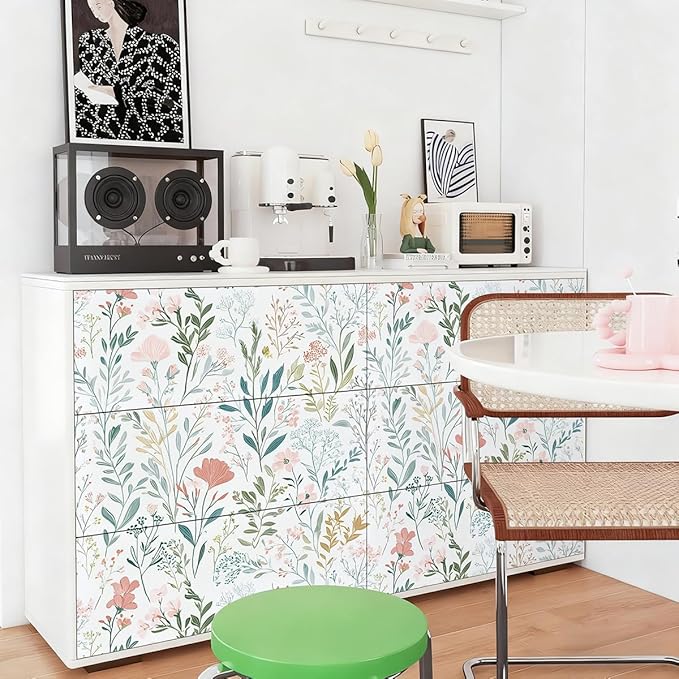 Froluya Floral Peel and Stick Wallpaper Boho Floral Contact Paper 16.9" x - Image 4