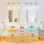 FadimiKoo 3-Light Farmhouse White Bathroom Vanity Light Fixtures, Rustic Wood - Image 4