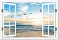 Goldfoilart Ocean Beach Sunset Window Canvas Wall Art by Goldfoilart