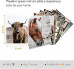 tgguytiy 9 Pcs Western Vintage Farmhouse Poster Canvas Wall Art Highland cattle - Image 3