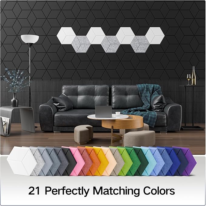 16 Pack Self-adhesive Acoustic Panels 12" X 10" X 0.4" - Image 6