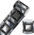 IVN Wallpaper Border Peel and Stick Wall Black and Silver Mosaic Decorative by IVN