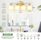 MOKATNG 4-Light Bathroom Light Fixtures, Brushed Gold Vanity Light - Image 6