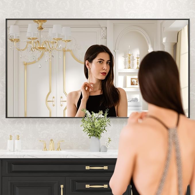 LOAAO Black Bathroom Mirror 55"X30" - Image 2