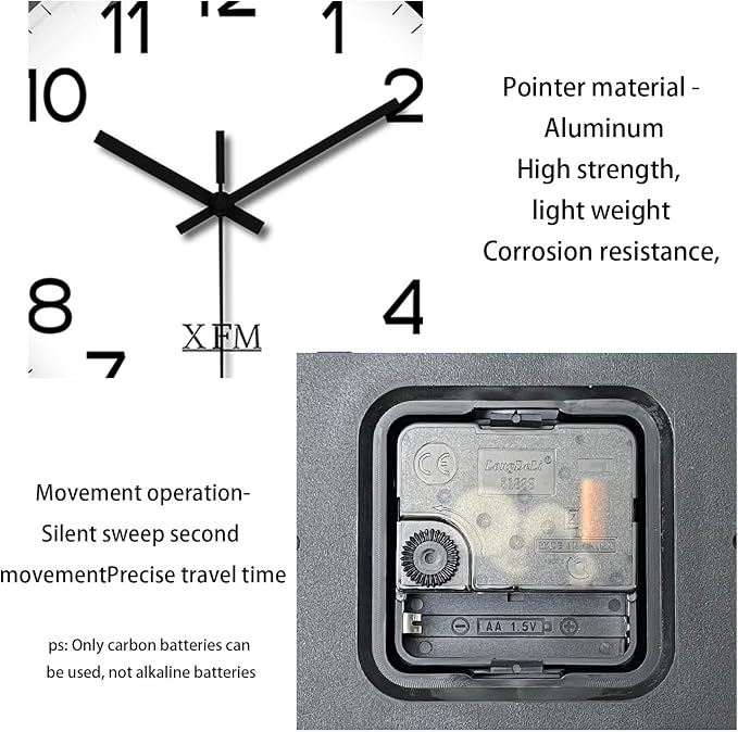XFM Black Wall Clock 10 Inch Modern Small Wall Clocks Battery Operated Silent - Image 7
