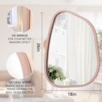 Irregular Wall Mirror 26"x18", Asymmetrical Large Bathroom Mirror Wood Framed - Image 7