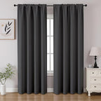 CUCRAF Dark Grey Blackout Curtains 72 inch Length 2 Panels Set, Rod Pocket Room - Image 2