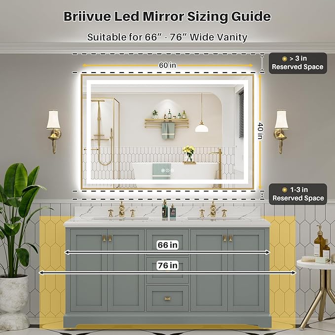 60x40 Inch LED Bathroom Mirror - Image 2