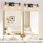 3-Lights Black and Gold Bathroom Light Fixtures Over Mirror, Modern Brushed - Image 6