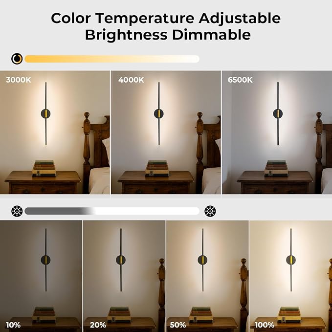 GvvooHome 28" Battery Operated Wall Sconce, 360°Rotation Wireless Rechargeable - Image 2