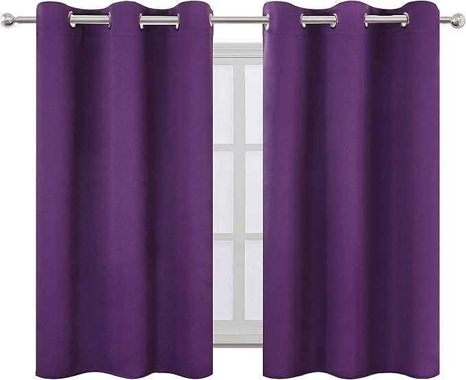 LEMOMO Purple Thermal Blackout Curtains/38 x 54 Inch/Set of 2 Panels Room - Image 2