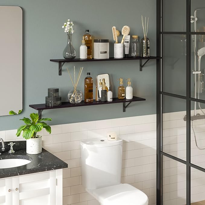DINZI LVJ Long Wall Shelves, 39.4Inch Wall Mounted Shelves Set of 2, Extra - Image 5