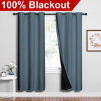 NICETOWN 100% Blackout Window Curtain Panels, Smoky Blue, 2 Pieces, 42-inch - Image 2