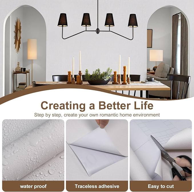 Beige Wallpaper Grasscloth Peel and Stick Wallpaper 15.7"x 118" Fabric Contact - Image 8
