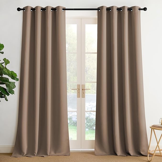 NICETOWN Room Darkening Draperies Curtains Panels, 2 Panels Cappuccino W52 x L90 by NICETOWN